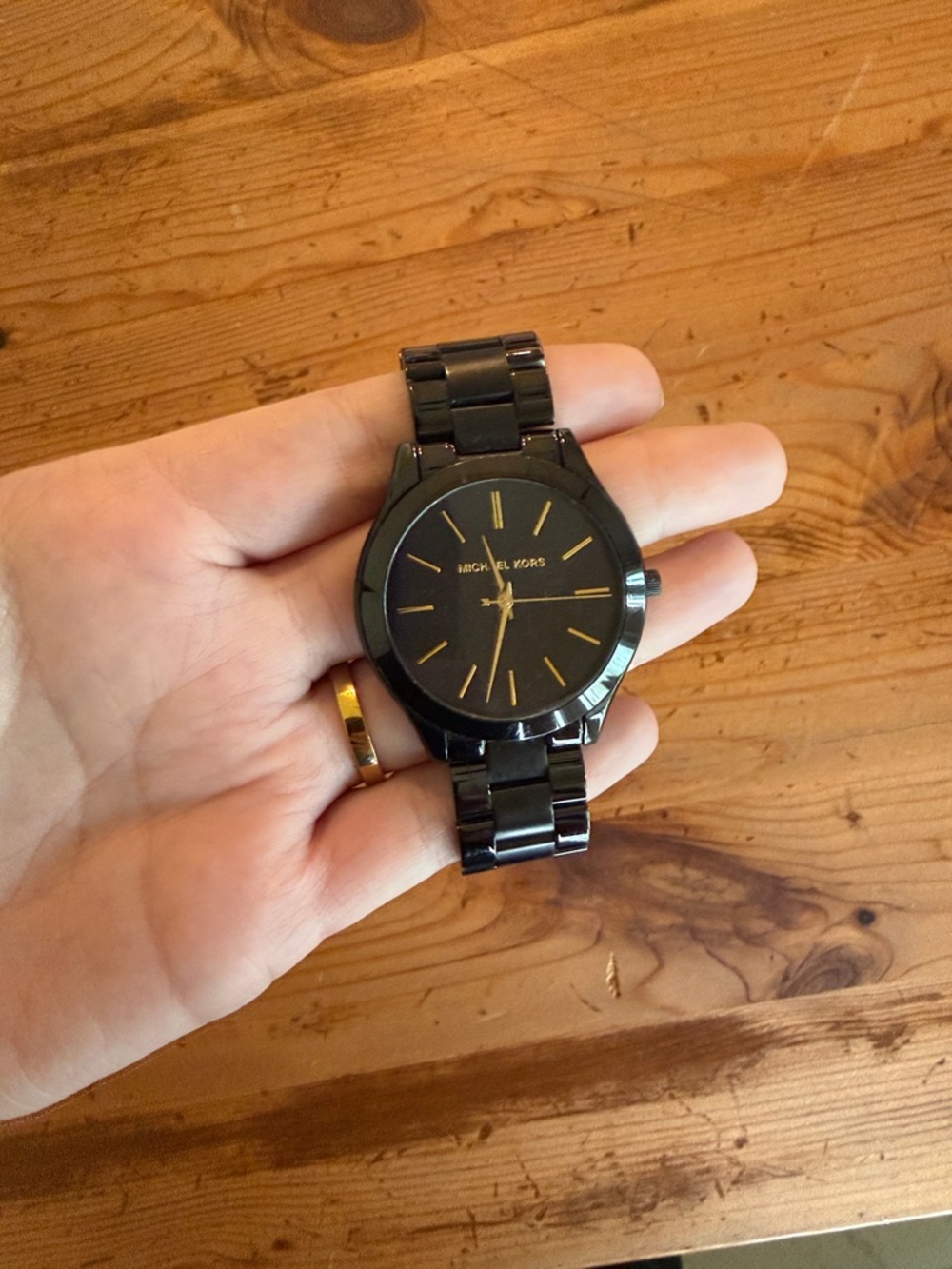 Michael Kors Black and Gold Accent Bracelet Watch